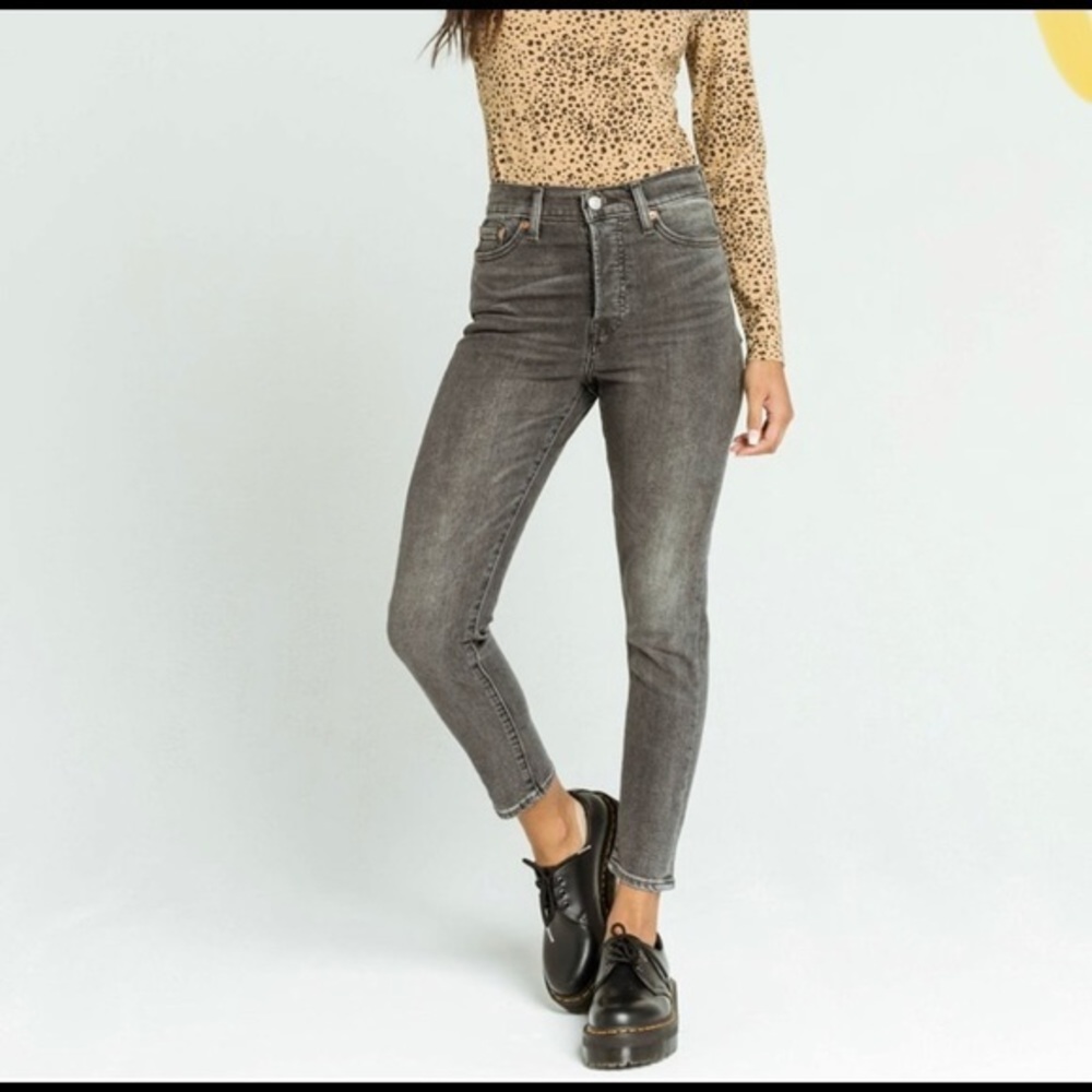 Levi's Wedgie Black Skinny Jeans Size 28 High Rise Button Fly Ankle Length